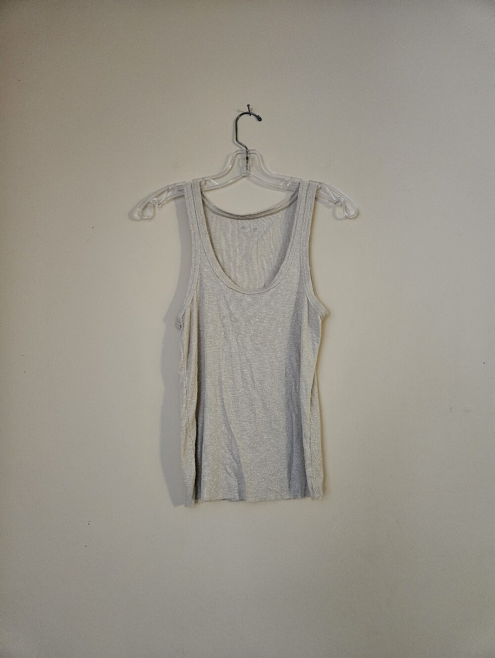 Aerie Women's  Scoop Neck Tank Top - Cream With Silver Glitter, Size M